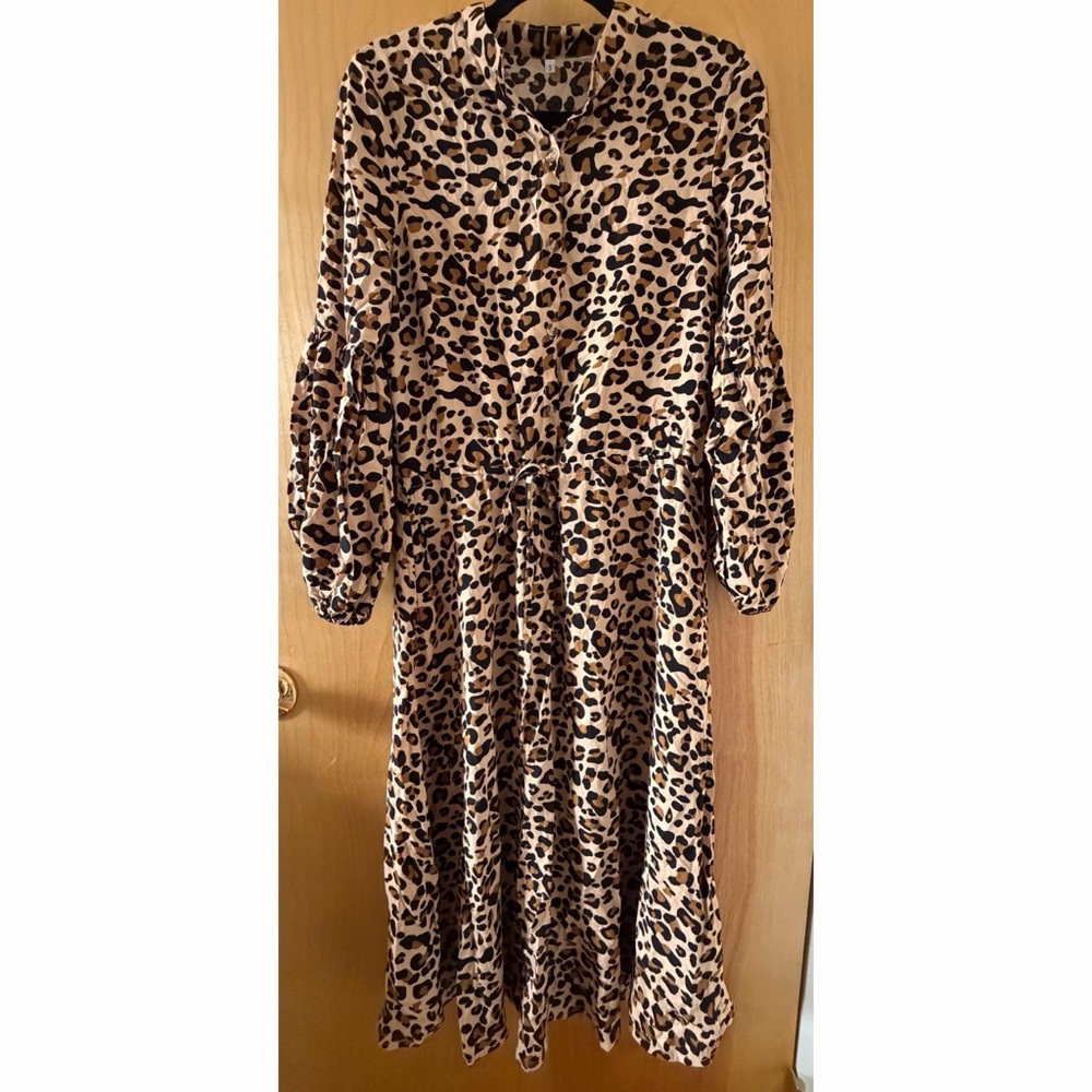 Leopard Print Long Sleeve Dress